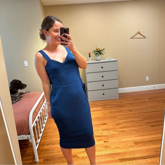 NWT mariam anna barska Blue Sexy Bodycon Maxi Dress Small - Picture 3 of 12